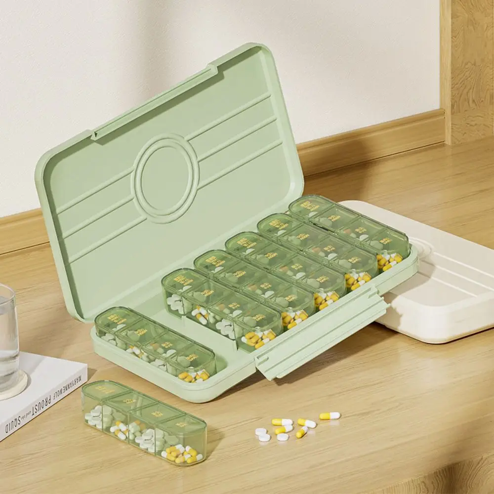 

7 Days Pill Dispenser Box Portable A Week Medicine Storage Containers Large Capacity 21/28 Grids Sealed Pill Case