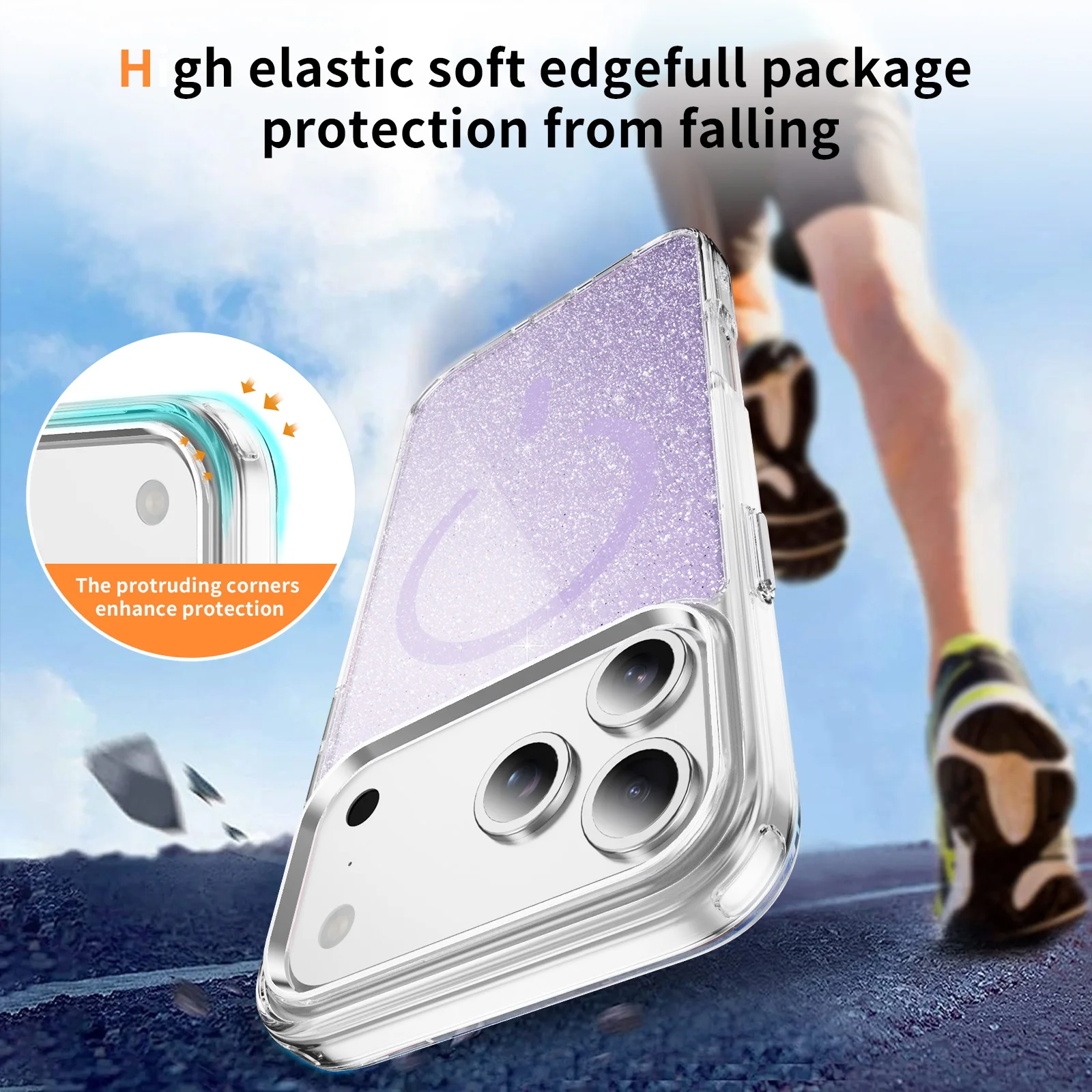 Modische Glitzernde Magnetische Handyhülle für Apple iPhone 18 17 16 15 14 13 12 Pro Max Air 17e 16e Hartschalen-PC-TPU-Hülle
