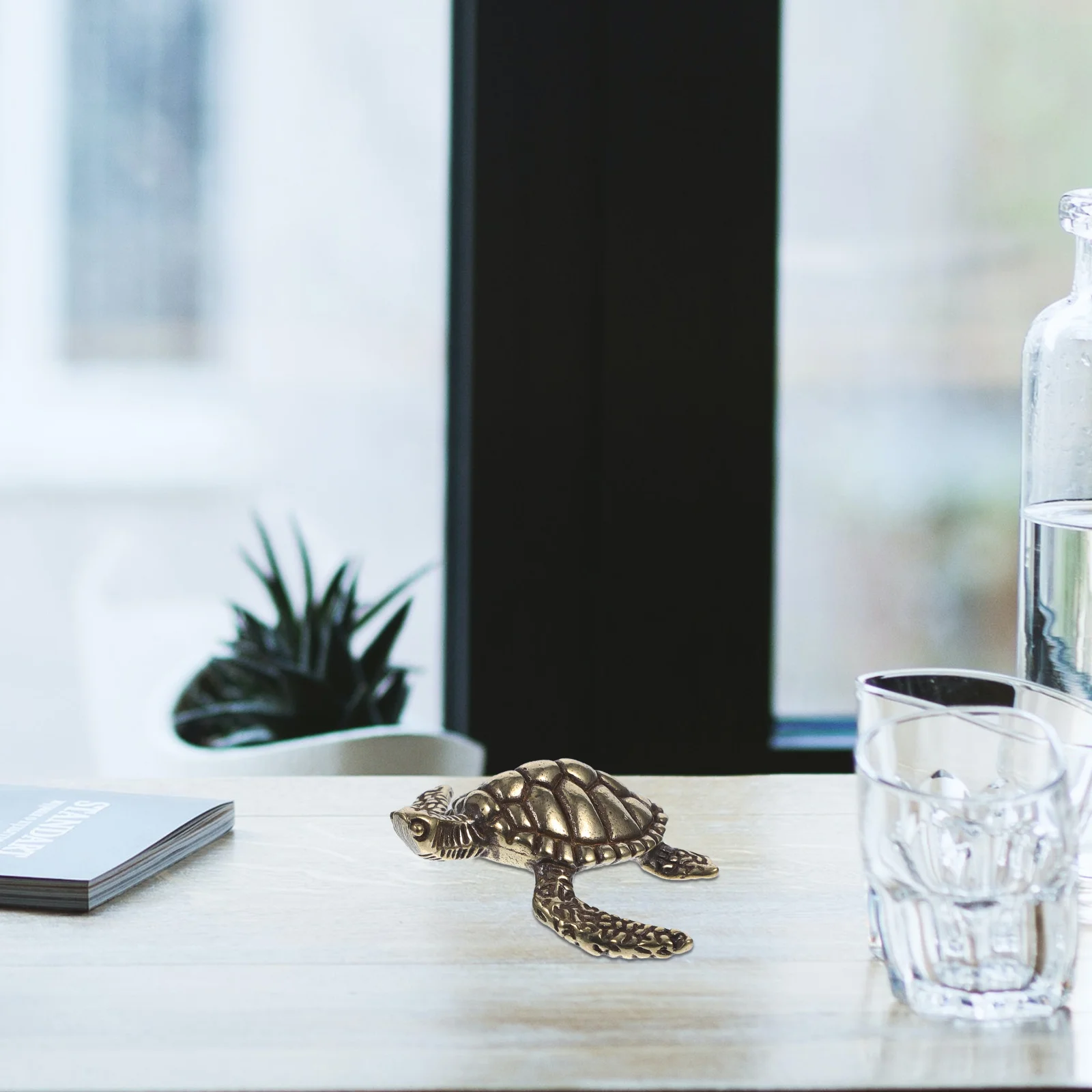 

1Pcs Solid Copper Turtle Statue Handcrafted Gold Finish Desktop Decorative Piece for Living Room Bedroom Car Dashboard Tabletop