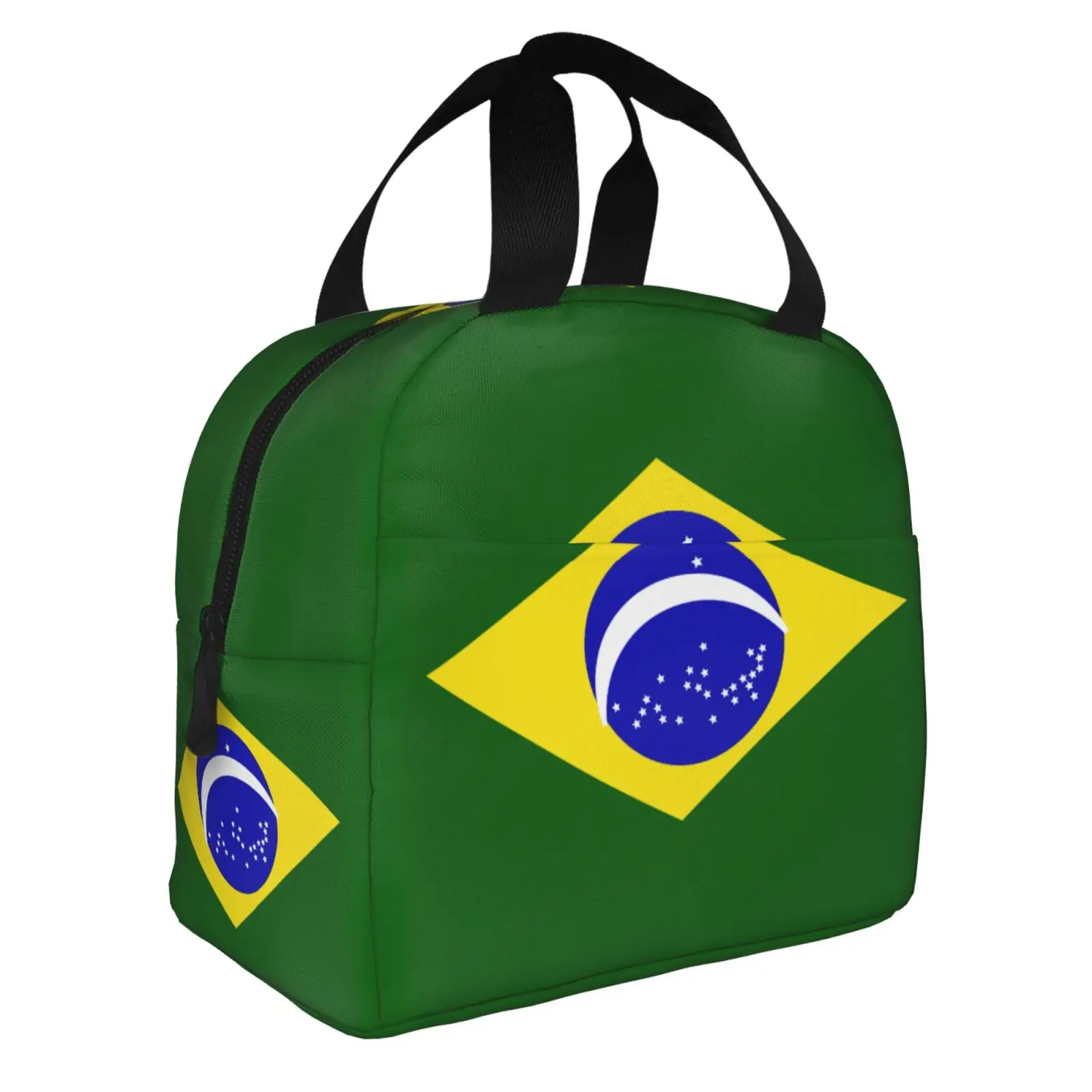 Flag of Brazil Pattern Lunch Bag Women Portable Cooler Thermal Insulated Lunch Box for Kids School Multifunction Food Bento Box