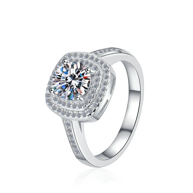 

Women's Snowflake Design Platinum Ring PT950 1CT Moissanite Sparkling Daily Engagement Band Jewelry