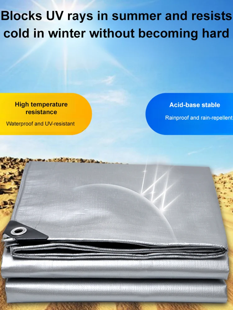Thickened Sunshade Tarpaulin Truck Outdoor Sunscreen Tarpaulin Waterproof Double Silver Thickened Sunshade Cloth Rainproof Cloth image 2