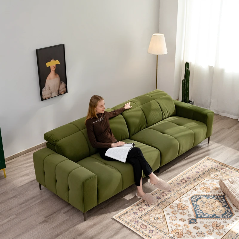 

Designer Italia Sofa Velvet Green Lounge Module Modern Comfortable Living Room Sofa Decoration Relaxing Salon Nordic Furniture