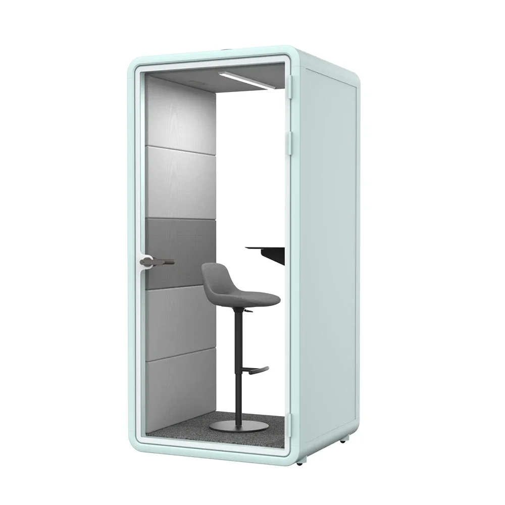 Single Seater Office Meeting Booth With Computer Desk For Private Working Movable Silence Soundproof Booth Office Pod