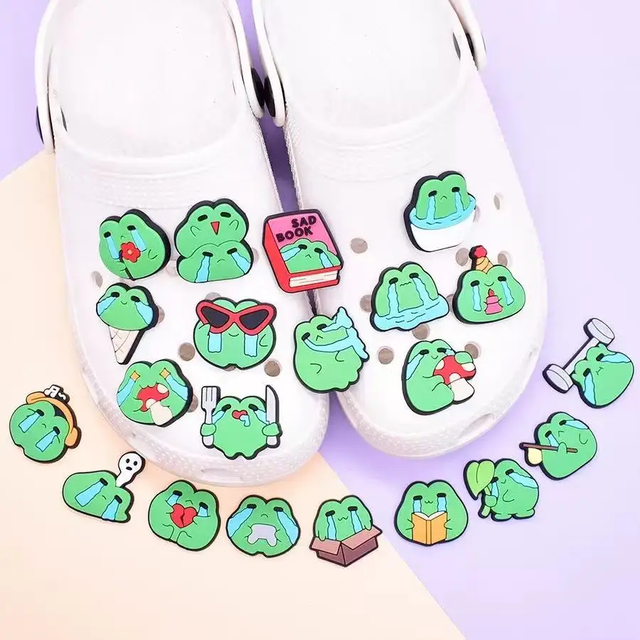 25/50pcsThe Crying Little Frog Shoe Charms For Sandals,Shoe Decoration Accessories Shoe Pins Great Gift For Men Wom