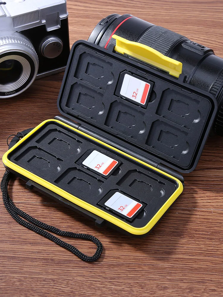 Waterproof Memory Card Case Anti-Shock Water-Resistant Memory Card Case Protector Cover Large Capacity Portable for 12SDTF Cards