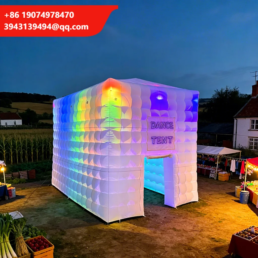 

Commercial Custom Inflatable Nightclub Tent PVC Inflatable Cube Tent Inflatable Club With Lights For Music Party Events