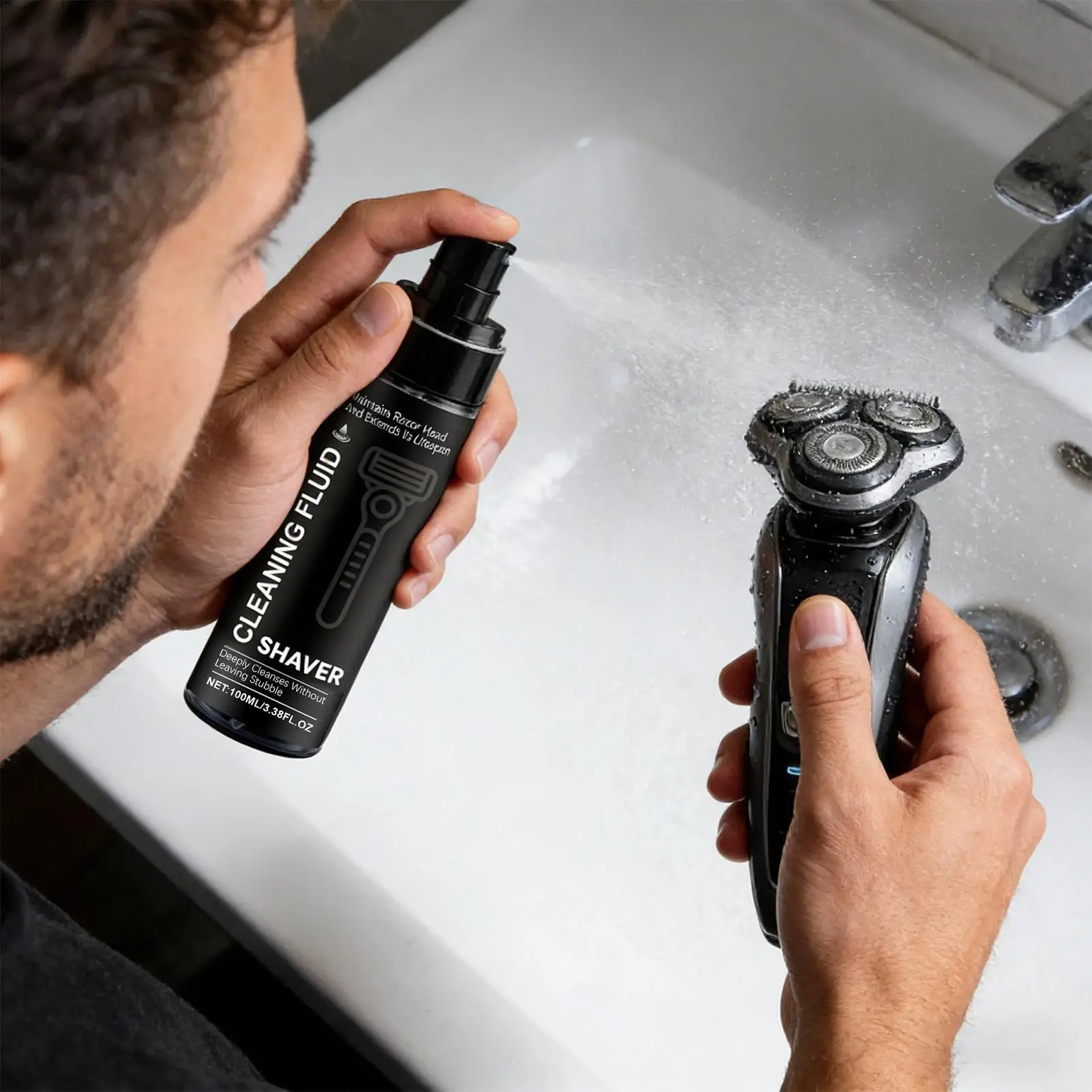 100ml Electric Razor Cleaner Stain Remover Solution Beard Trimmer Cleaner Spray for Lubricating Care Oil Shaver Maintenance