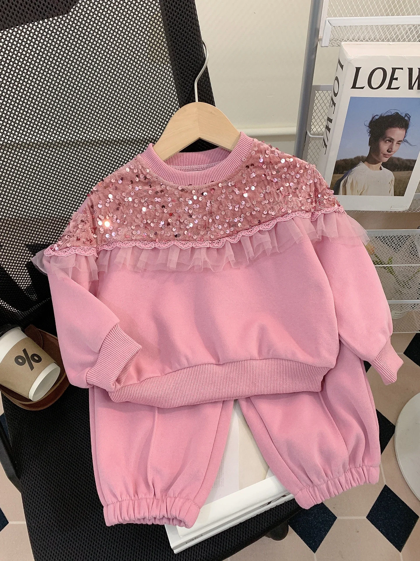 

Модная детская одежда, осенний комплект одежды для девочек, милый свитшот, штаны, одежда из двух предметов для малышей, повседневная детская одежда