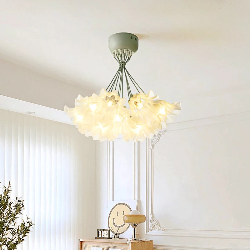 Modern Flower Acrylic 13 Heads Home Decoration Hotel LED Lamp French Plant Green Room Corridor Table Ceiling Pendant Lights