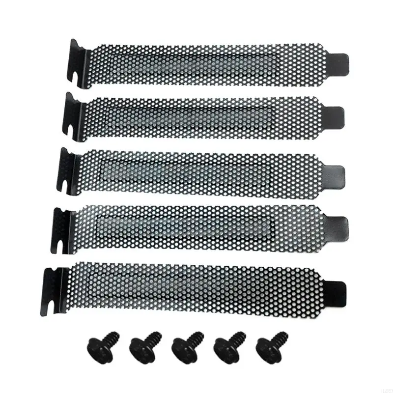 B2RD PCI Slot Cover 5PCS Black PCI Bracket Vented Slot Covers Hard Steel Dust Filter Blanking Plate with Screws for Computer