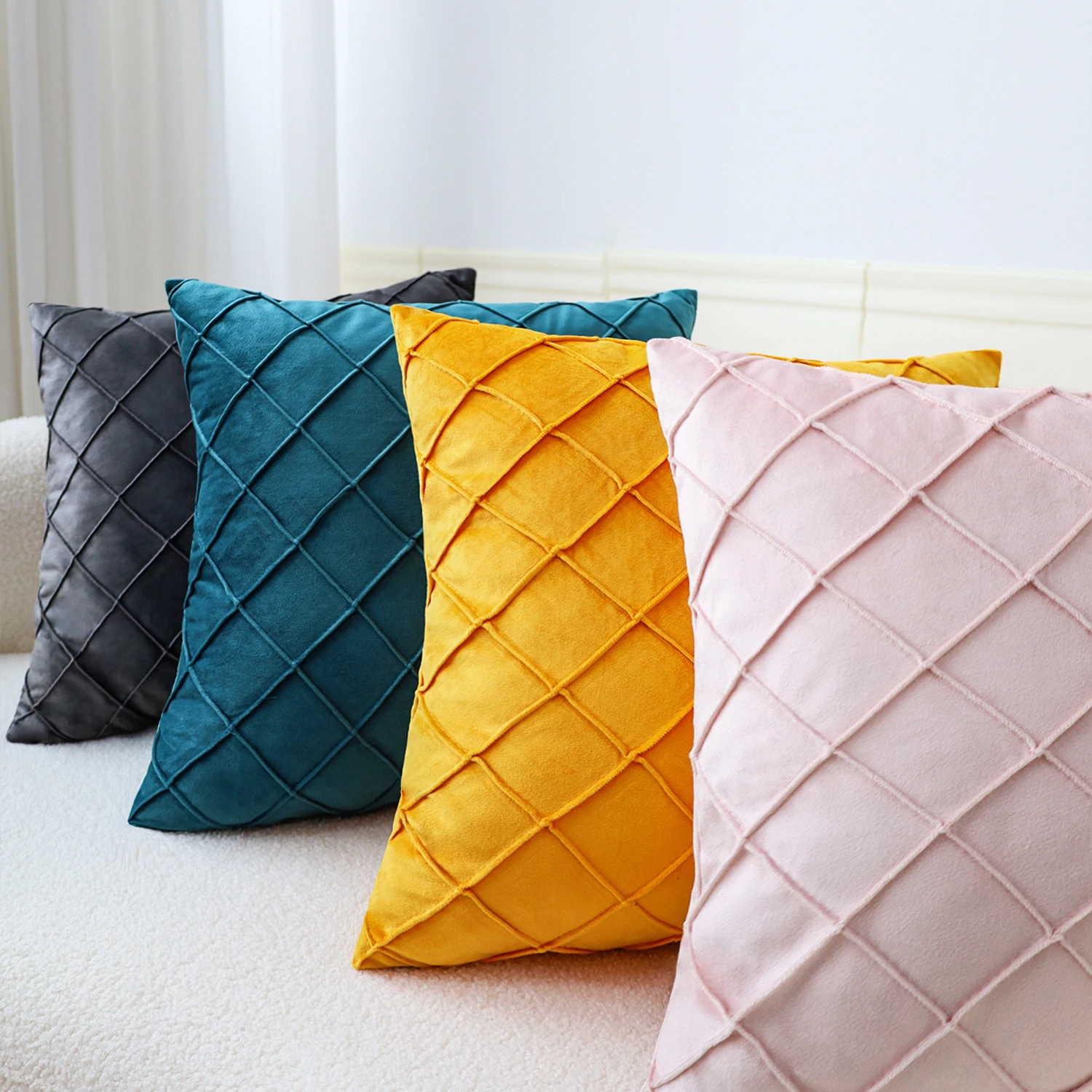 Geometric Cushion Cover Velvet Pillow  Living Room Decoration Pillows for Sofa Home Decor Polyester Blend 45x45cm Pillowcase