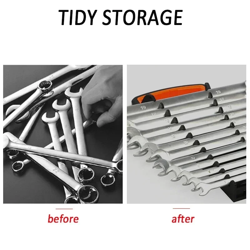 Standard Wrench Holder Plastic Wrench Organizer Storage Tray Socket Wall Mount Tool Self-Lock Function