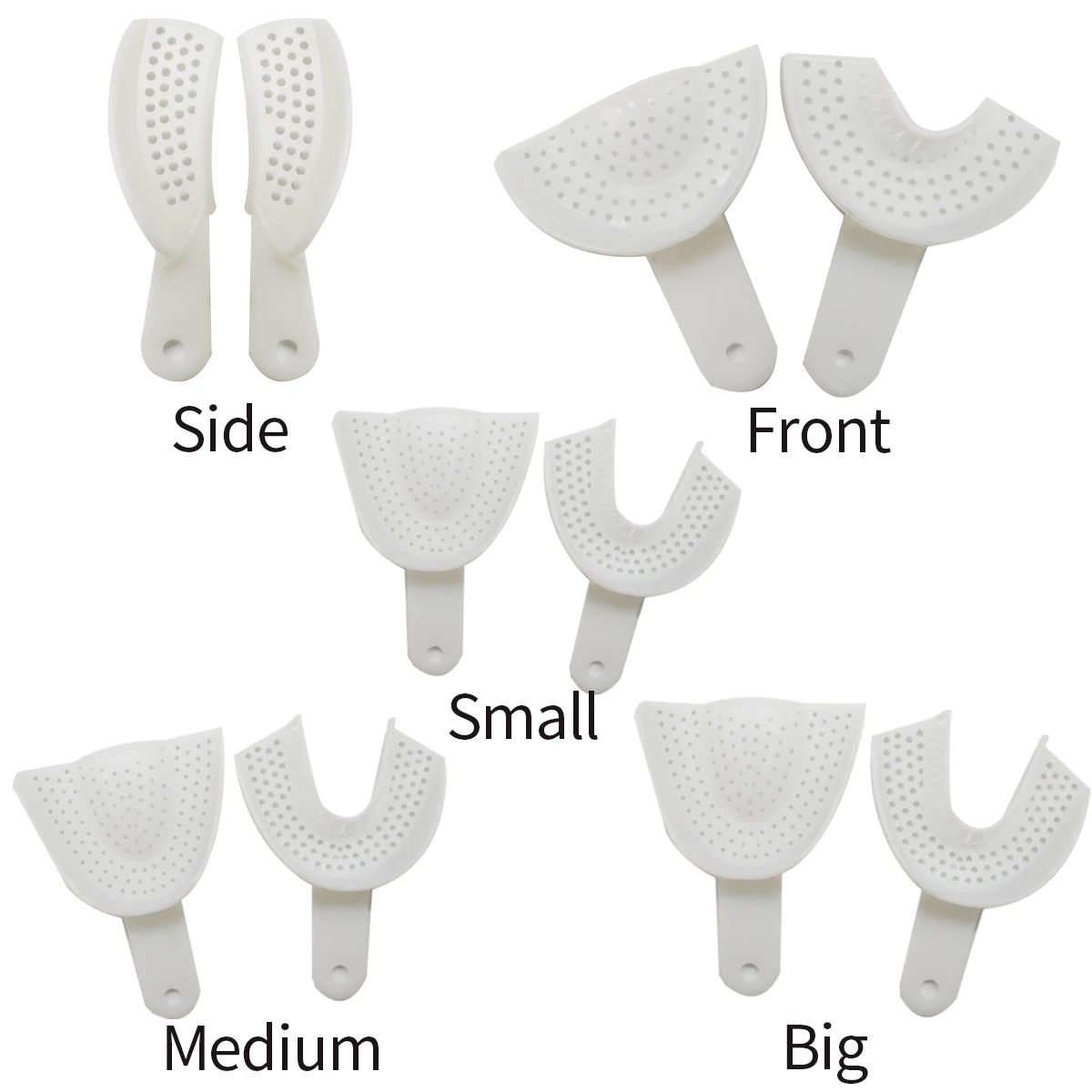 2pcs/set Dental Disposable Impression Plastic Tray Transparent Denture Trays Teeth Holder 5 Size