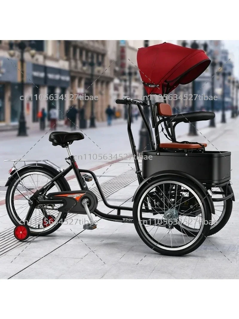 Tricycle adulte léger à une ou deux places pour le shopping, l'exercice, la marche et le transport d'animaux