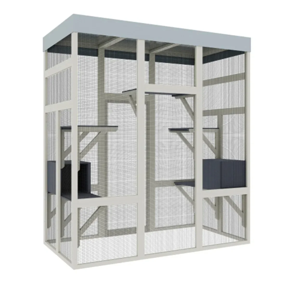 a forFactory Wholesale Large Outdoor Cat Enclosure, Walk-In Wooden Catio With Multi-Level Perches