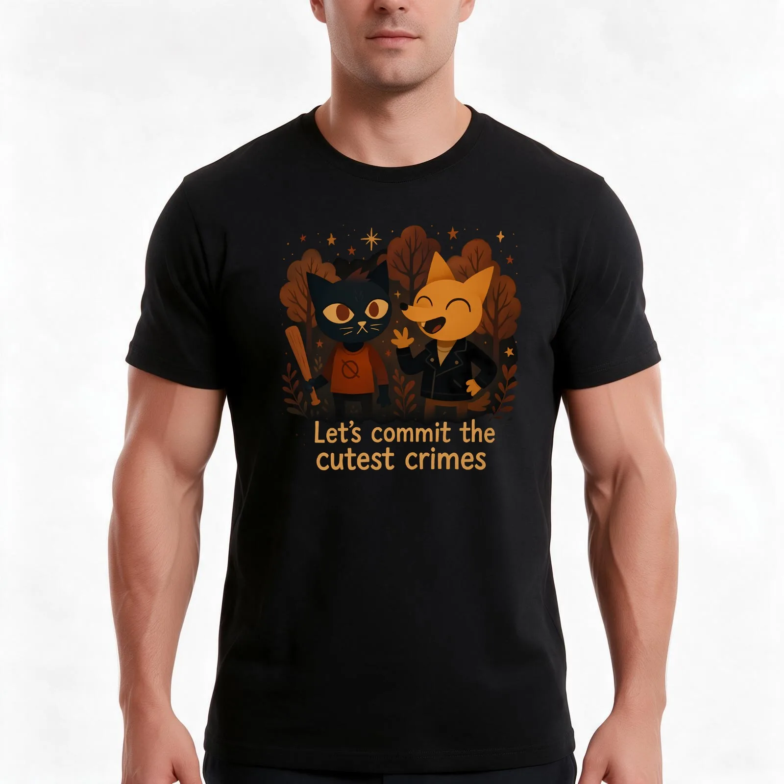 Let's commit the cutest crimes T-Shirt, Summer Casual Cotton Tee, Oversized Streetwear Tops, Vintage Graphic Print, 100% Cotton