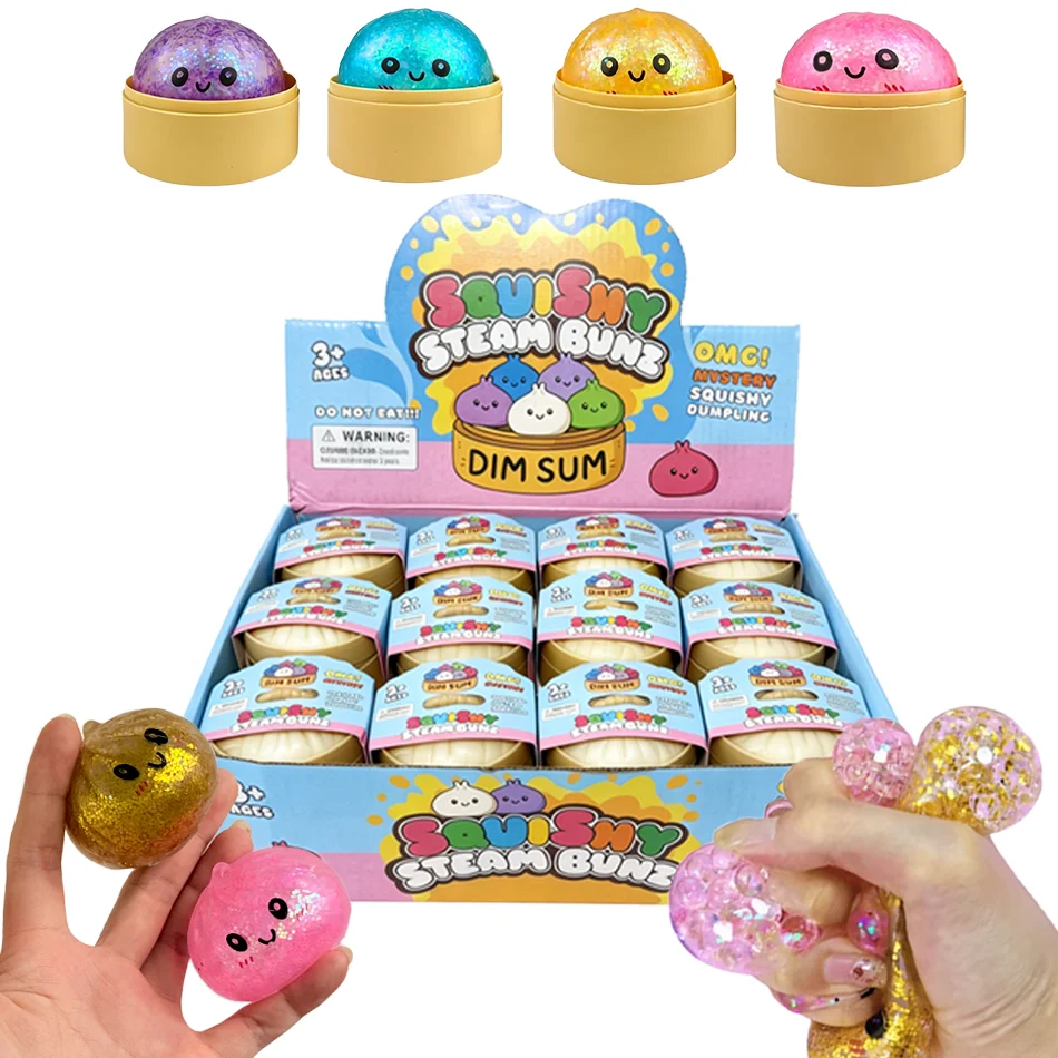 Dumpling Squishy Scintillant ULTRA RARE Édition Limitée Dorée – Balle Sensorielle en TPR Souple pour Soulagement du Stress