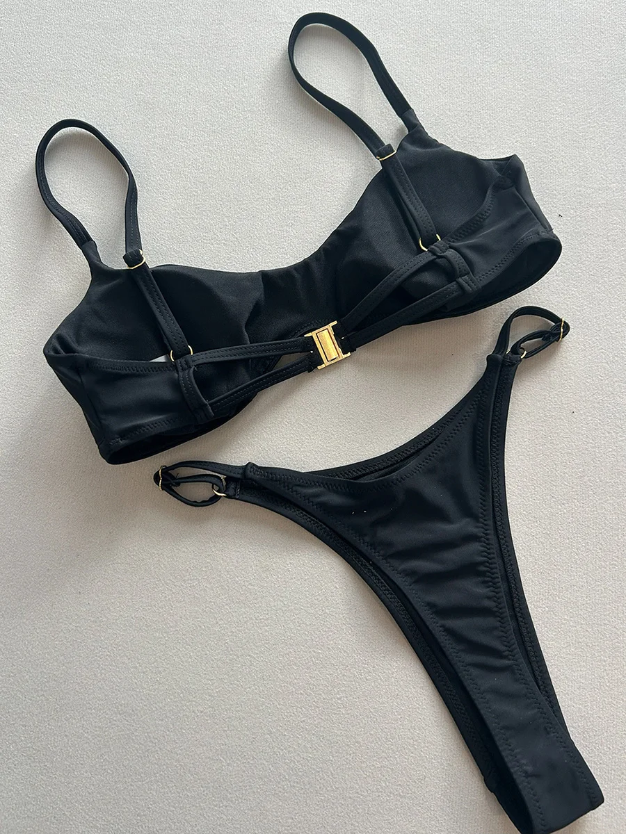 Sexy Metal Ring Mini Micro Thong Bikini Women Swimwear Female Swimsuit Two-pieces Bikini Set Bather Bathing Suit Swim Beachwear