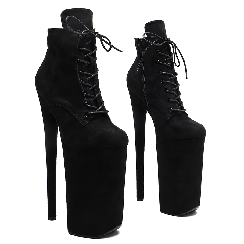Leecabe  26CM/10inches ankle boots suede upper fashion platform High Heel Party stripper heel Pole Dance boots