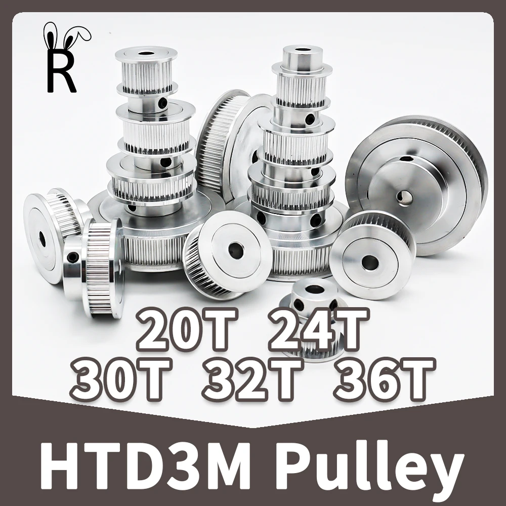 HTD3M Pulley 20Teeth 24T 30Teeth 32T 36Teeth Timing Pulley Bore 4 5 6~18 19 20 3M Belt Width 6 10 15mm HTD 3M Synchronous Wheels