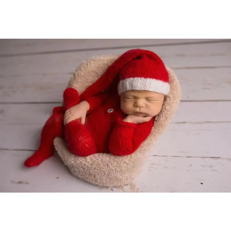 Newborn Photogr Newborn Photography Props Christmas Wool Knitted Romper Jumpsuit Baby Photography Clothing Newborn Photography