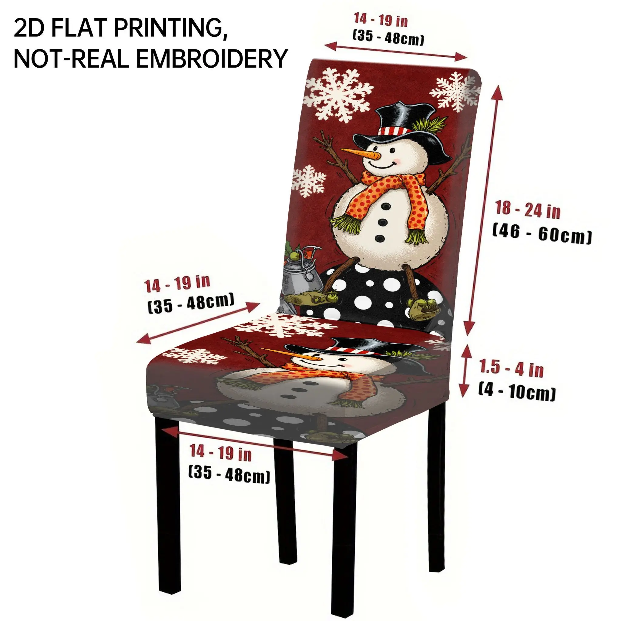 LANMOLIFE Christmas Dining Chair Covers 4/6PCS Snowflake & Cute Snowman Design Spandex Dining Chair Covers For Home Decor