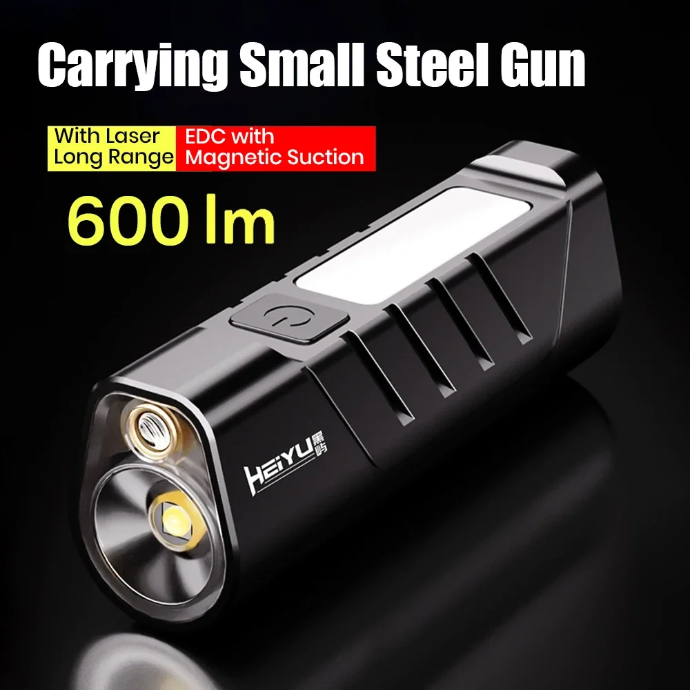 SKYRAY SM55 Red Laser EDC Flashlight 18650 Rechargeable Torch 600LM MINI Led Light with Magnetic for camping night-walking