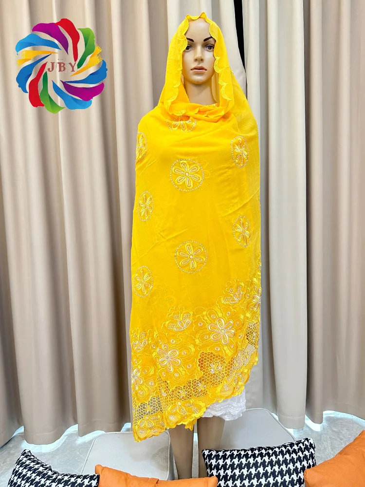 Luxury Scarf High Quality 100% Cotton Dubai African Women Islamic Scarf LOVE pattern Embroidery Chemical Lace Scarf  many color