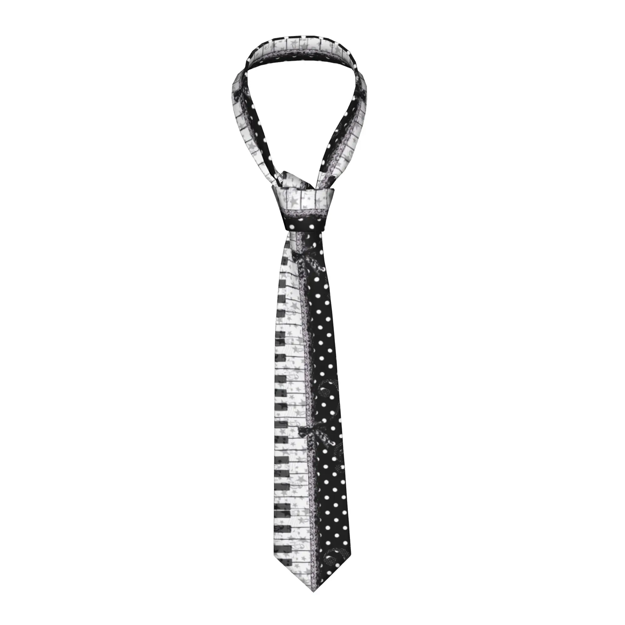 Corbatas para hombre con estampado de lunares y teclas de piano, corbatas vintage con diseño de cuello, accesorios de corbata de calidad para uso diario.
