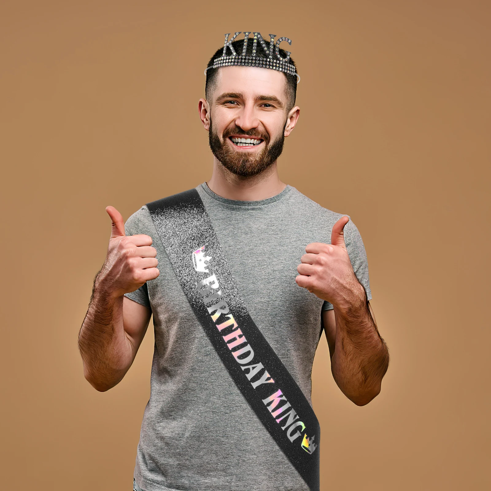 

Birthday Crown Set Decoration King Decorations Boys Accessories for Men Crowns Glitter Cloth Accessory Man