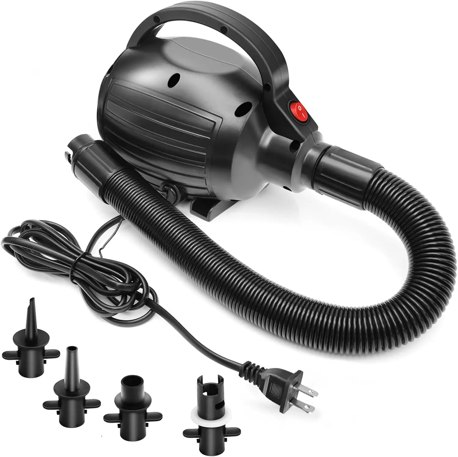 

Electric Air Pump for Inflatables, Mattress, Pool Floats - Quick Fill/Deflate with 4 Nozzles, 110-120V AC (400W)