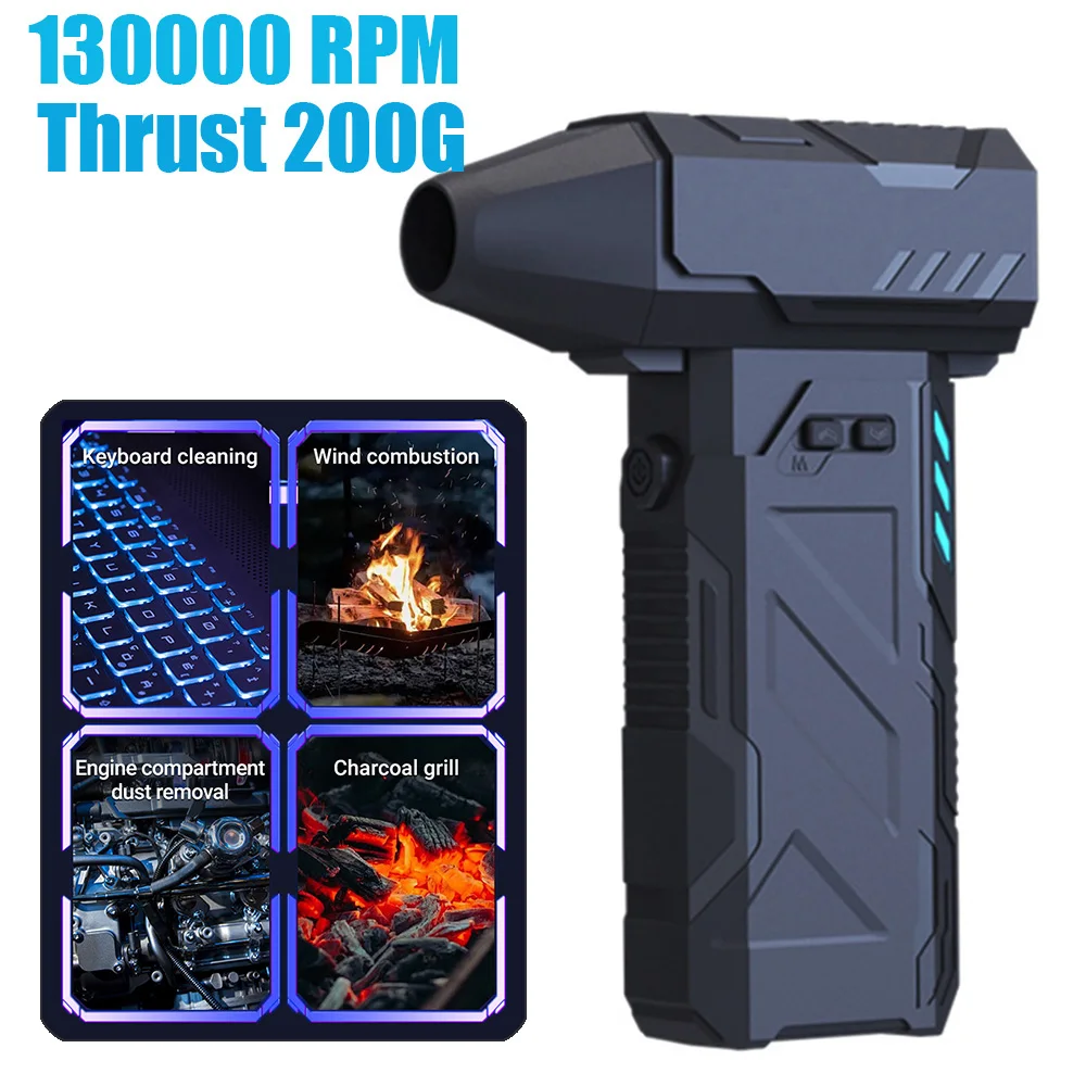 Mini Turbo Jet Fan Electric Air Duster Jet Blower with 3 Gear Adjustable 130000RPM Wind Speed 52m/s Car Computer Cleaning Tools