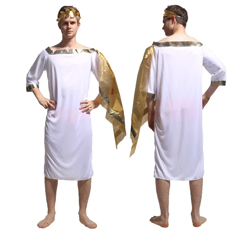 Ancient Egypt Romans Cosplay Greeck Zeus Toga Goddess Couple Costume Man and Women Greek gods the goddess Athena Golden costume