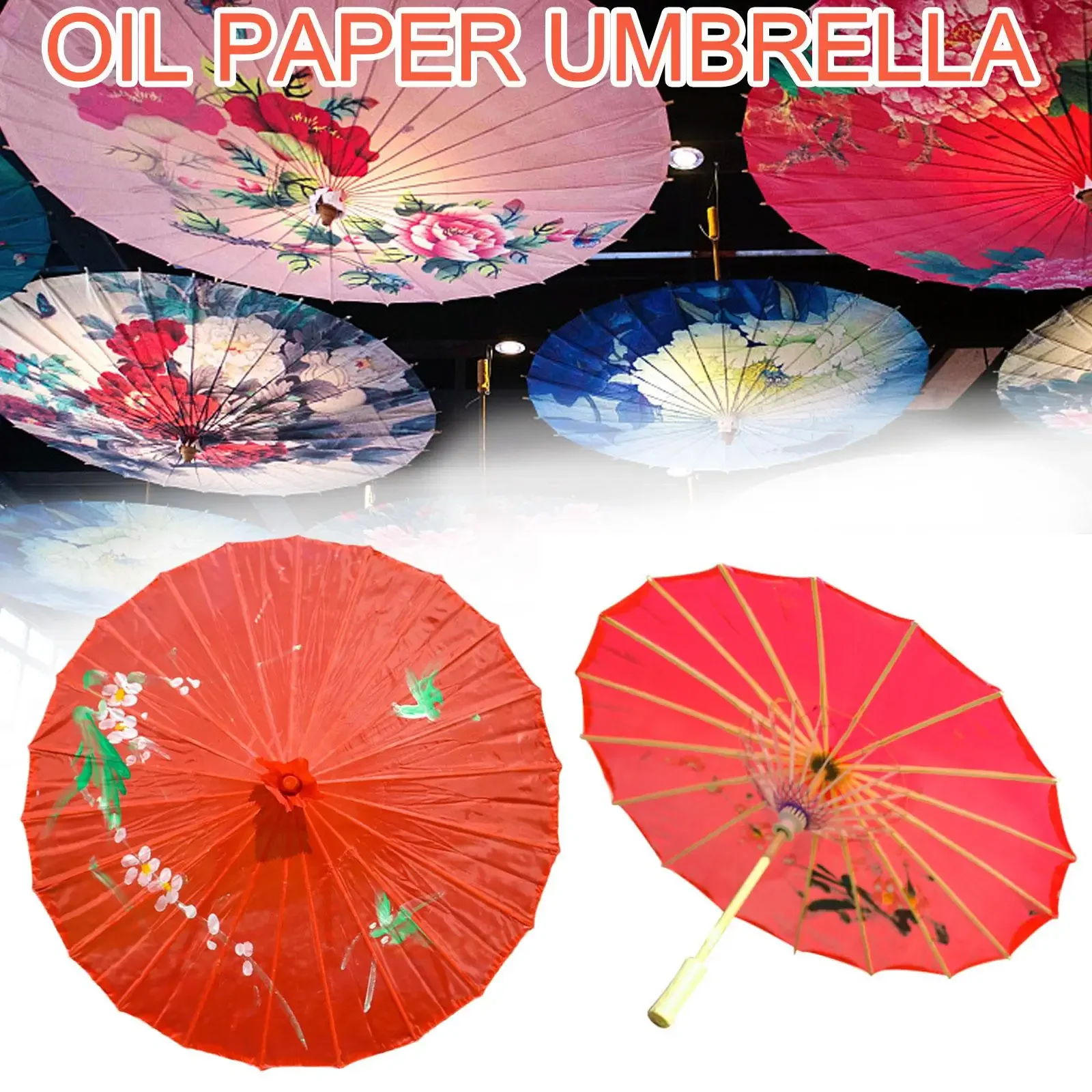 Red Oiled Paper Umbrella Chinese Style Wedding Silk Umbrella Decoration Oil Paper Umbrella Photo Parasol Dance Props