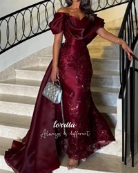 Lorrtta Party Dress Deep Red Elegant Evening Fishtail Cut Prom Womens Dresses for Special Occasions Robes De Cocktail Customized