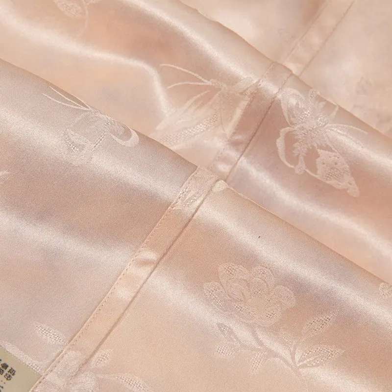 Bequemer Mischungsstil, 100 % natürliche Maulbeerseide, perforierter Jacquard, Blumenrose, lässiges, bedrucktes Westenkleid mit Rundhalsausschnitt