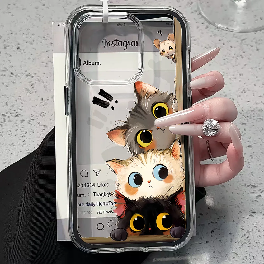 Cute Funny Cat Phone Case For Samsung Galaxy S26 Ultra S25 S24 Plus s22 s23 Plus FE A57 A54 A55 A16 A35 A36 A37 5G Clear Cover