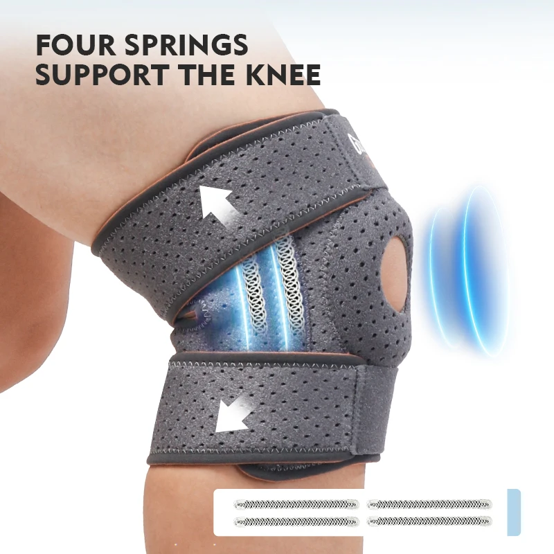 Protective Sports Knee Pads Mountaineering Outdoor Running Cycling Breathable Non-slip Straps Men Women Support Steel Knee Pads