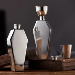 3.5oz Mini Hip Flask 100ML Personalized Coffin Shape New Stainless Steel Portable Flagon Travel Wine Pot Bar Gift Supplies