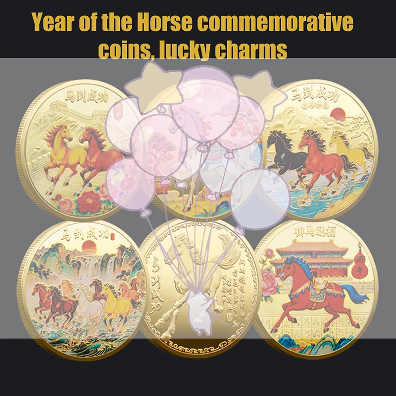1 قطعة 40 مللي متر سنة الحصان العملات الصينية محظوظ الحيوان الحصان عملات تذكارية مجموعة معدنية 2026 السنة الجديدة هدية تذكارية #1