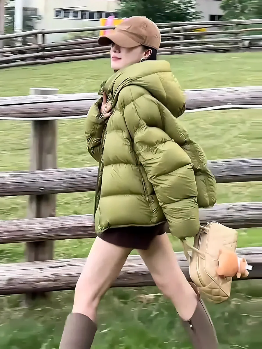 Abrigo con capucha Or White Du Down Jaet Thiened Dstring para mujer, ropa de abrigo cálida a la moda, recién llegada, invierno 2025, Faion