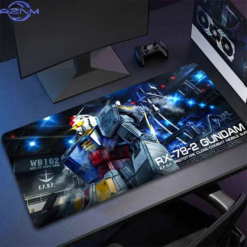 Anime RX78 Mecha Blue Background Mouse Pad, Rubber Non-Slip Base, Smooth Surface for Computer Gaming, Desktop Keyboard and Offic