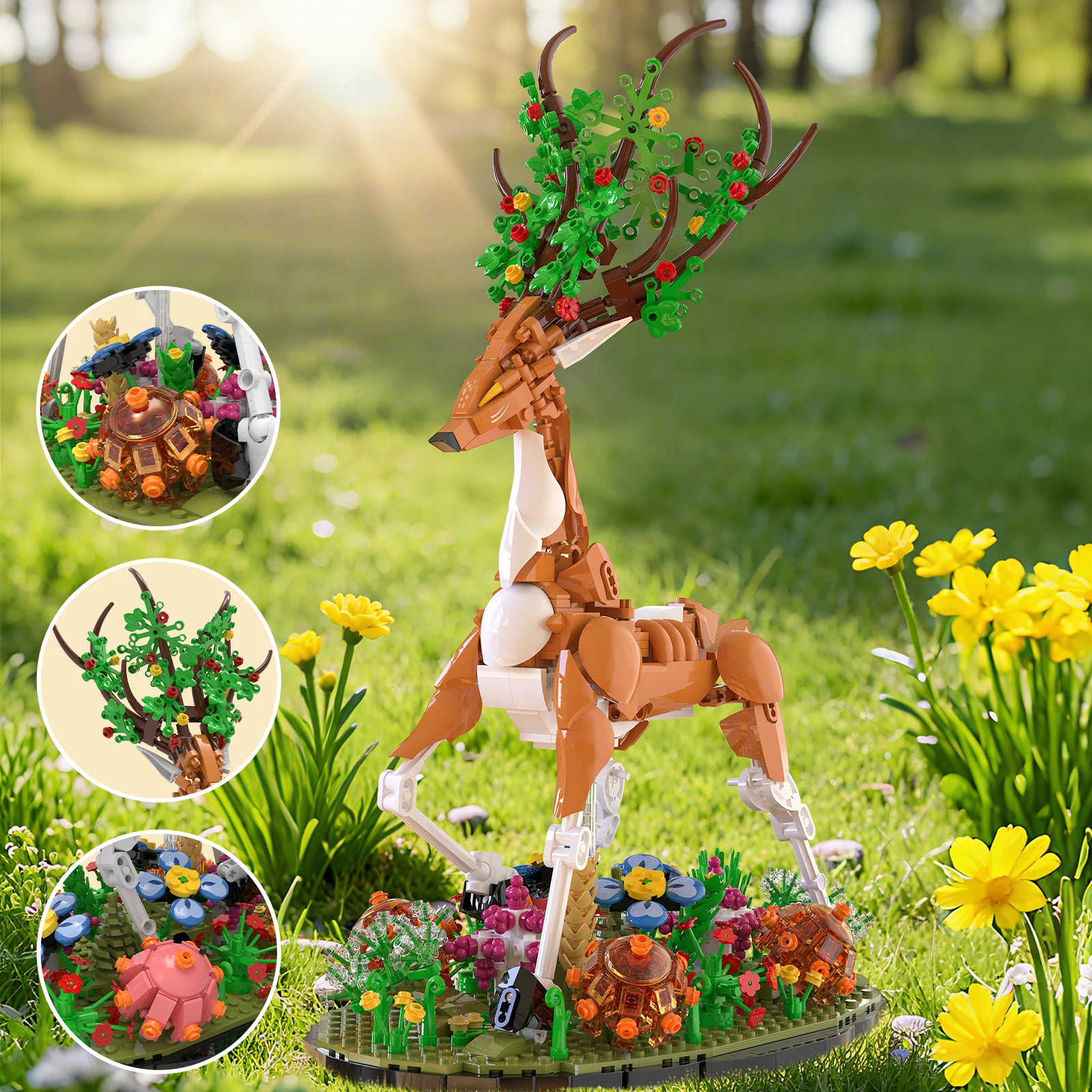 

1220 Pieces Forest Deer Guardian Beast Mini Building Blocks Educational Toy Set