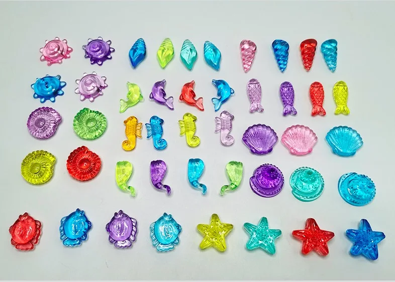 Camal 20PCS Colorful Acrylic Shell Starfish Conch Shape Kids Toys Stone Amusement Park Game Pieces for Board Games Accessories