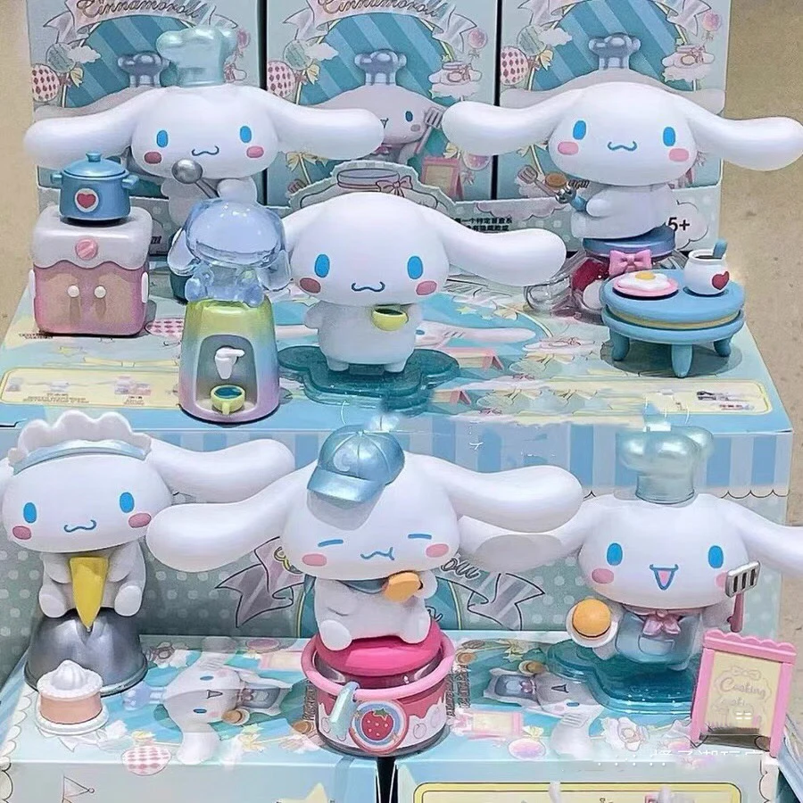 Genuine Sanrio Cinnamoroll Blind Box Cooking Series Figure Birthday Gift Desktop Decor Pvc Gk Cartoon Decor Collectibl Toys Gift