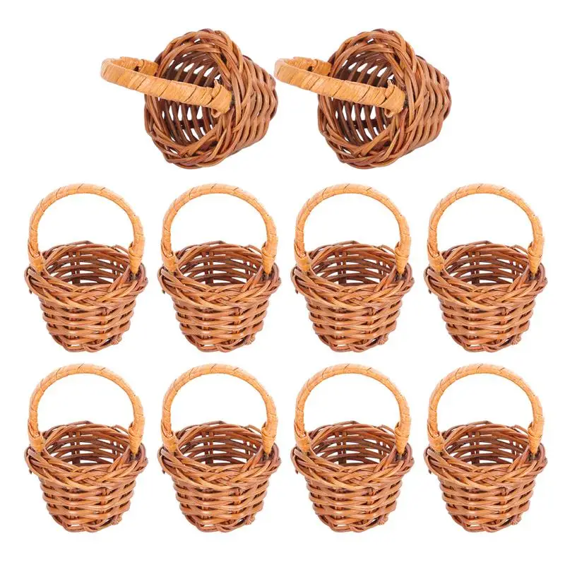 

10PCS Miniature Basket SmPicnic Basketss Flower Baskets Handheld Woven Baskets Office Decor Baskets Mini Fruit