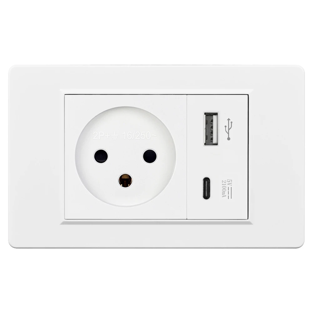 VISWE power socket israel 16A 250V, Type-c usb power socket 5V 2A 118*72mm Plastic Panel Type-c Fast Charger