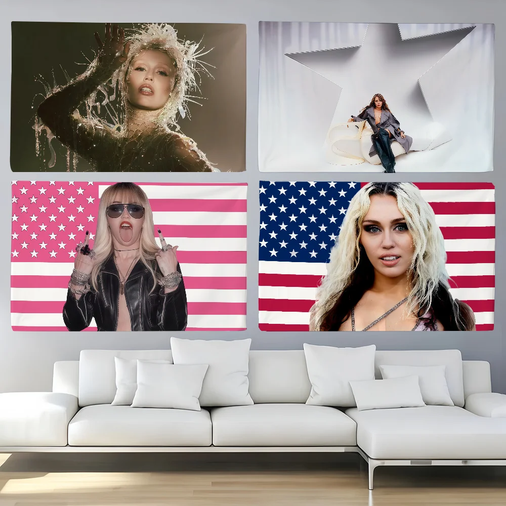 American Singer Miley Cyrus  flag For Bedroom Living Bar Garden Outdoor Active  Decoration Background And Concert