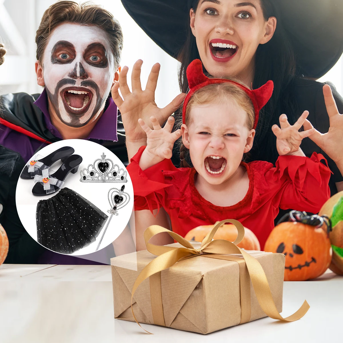 مجموعة ألعاب المجوهرات ذات الكعب العالي على شكل يقطين الهالوين